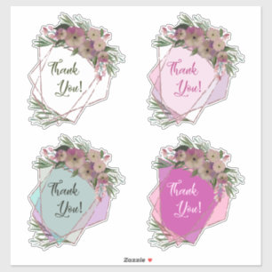 Lovely Geometric Floral Thank You Sheet Sticker