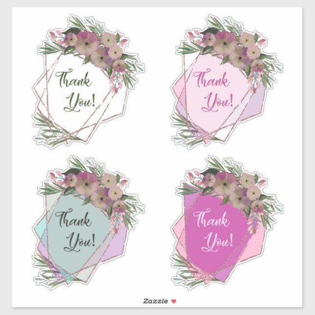 Lovely Geometric Floral Thank You Sheet Sticker (Sheet)