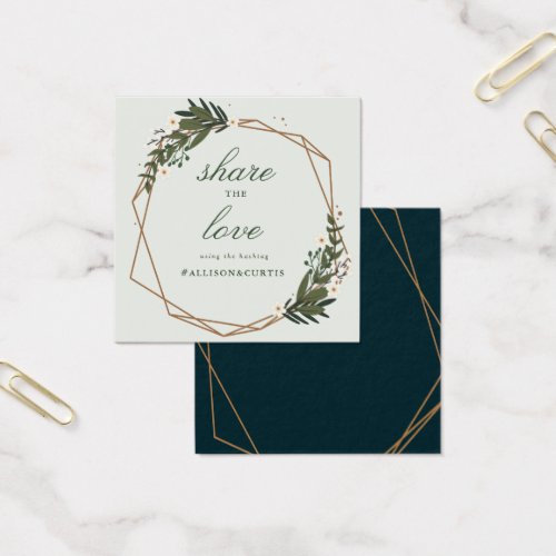 lovely geometric floral wedding hashtag card