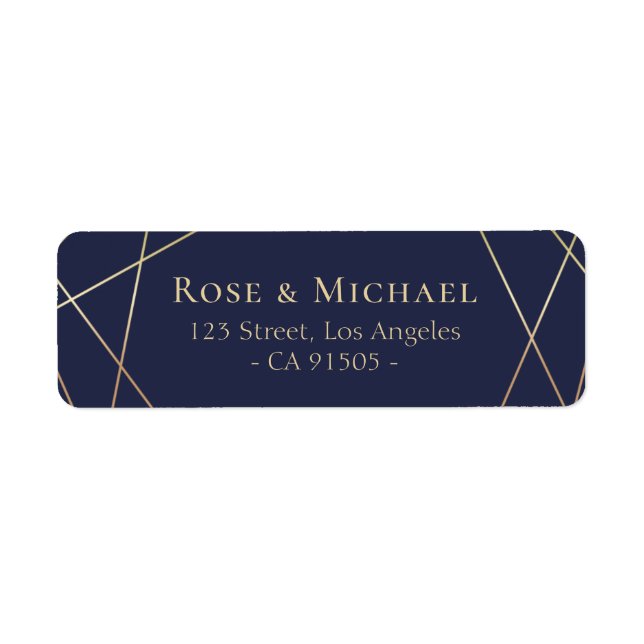 lovely geometric navy address label (Front)