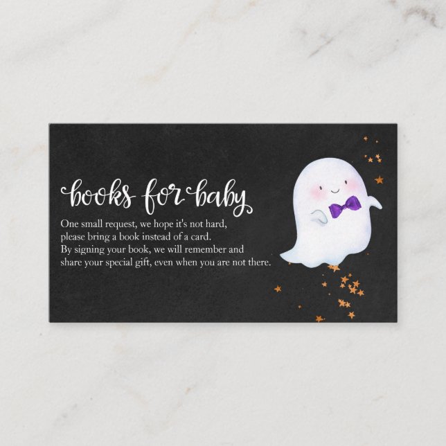 Lovely Ghost Halloween Baby Shower Books For Baby  Enclosure Card (Front)