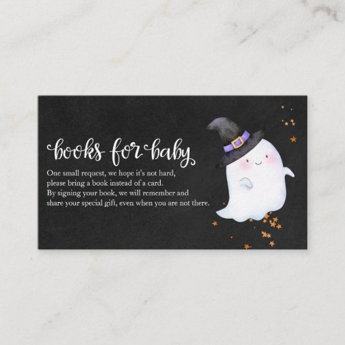 Lovely Ghost Halloween Baby Shower Books For Baby Enclosure Card