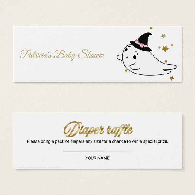 Lovely Ghost Halloween Baby Shower Diaper Raffle (Front & Back)