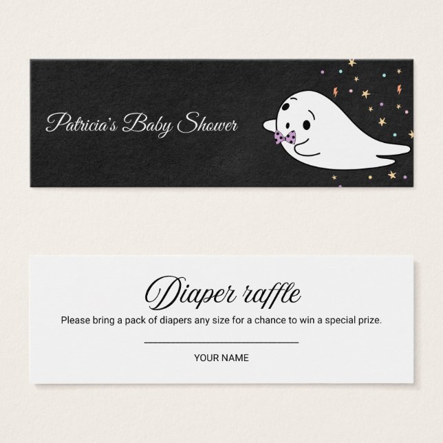 Lovely Ghost Halloween Baby Shower Diaper Raffle (Front & Back)