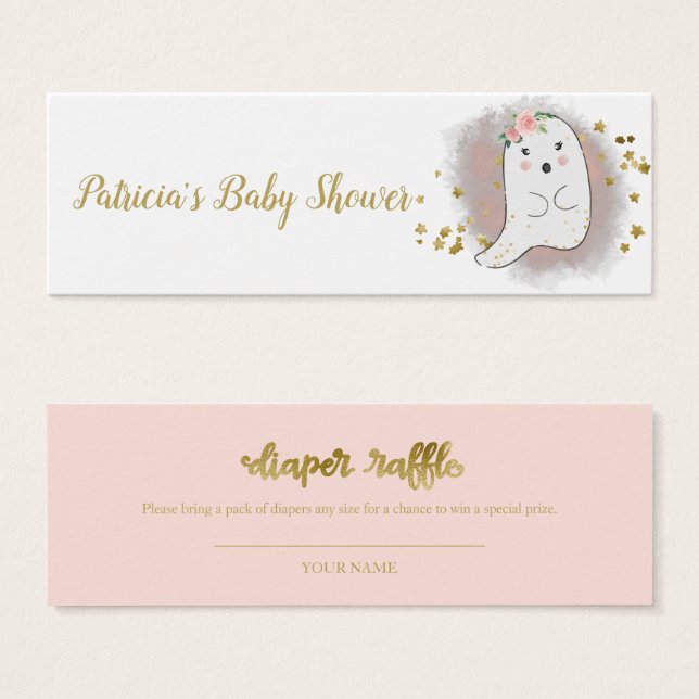 Lovely Ghost Halloween Baby Shower Diaper Raffle (Front & Back)