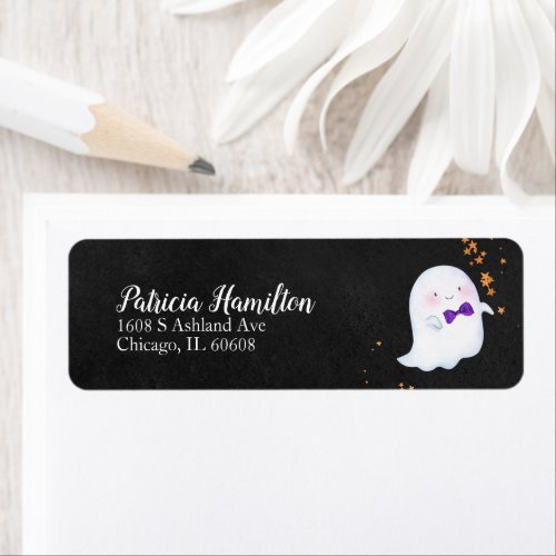 Lovely Ghost Halloween Baby Shower Label