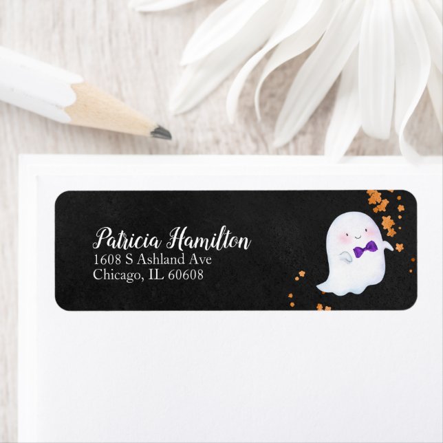 Lovely Ghost Halloween Baby Shower Label (Insitu)