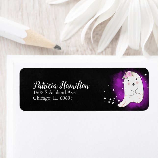 Lovely Ghost Halloween Baby Shower Label (Insitu)