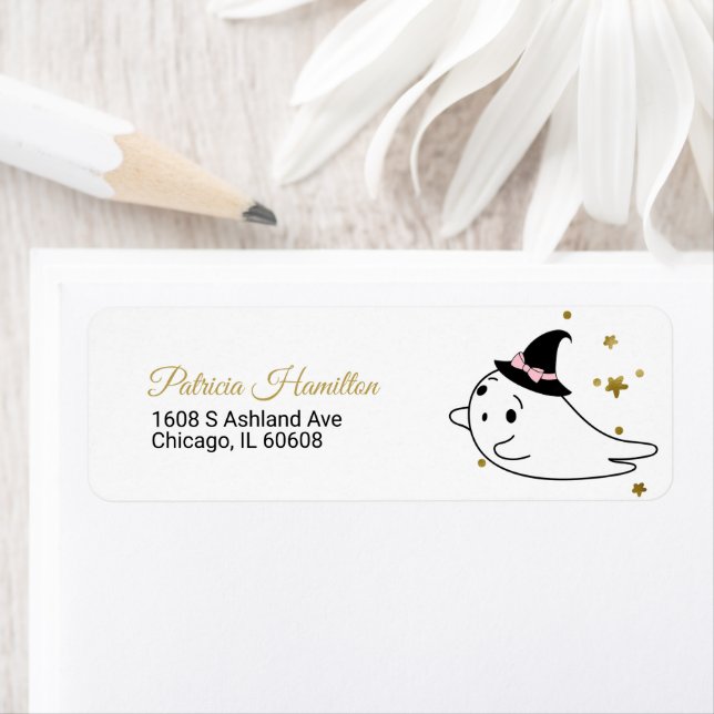 Lovely Ghost Halloween Baby Shower Label (Insitu)