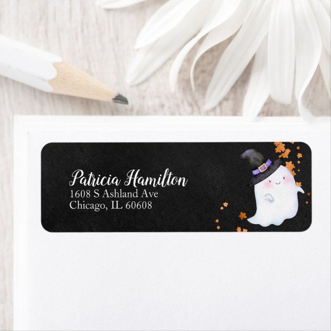 Lovely Ghost Halloween Baby Shower Label (Insitu)