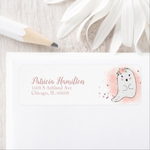 Lovely Ghost Halloween Baby Shower Label