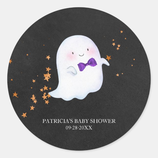Lovely Ghost Halloween Girl Baby Shower Classic Ro Classic Round Sticker (Front)
