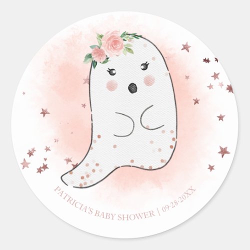 Lovely Ghost Halloween Girl Baby Shower Classic Ro Classic Round Sticker