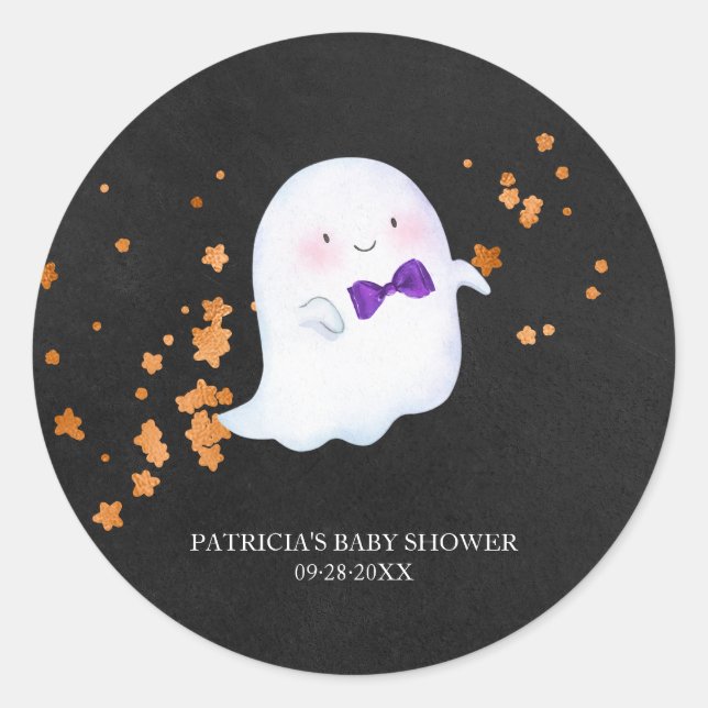 Lovely Ghost Halloween Girl Baby Shower Classic Ro Round Sticker (Front)