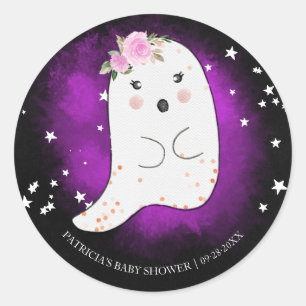 Lovely Ghost Halloween Girl Baby Shower Classic Ro Round Sticker