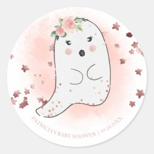 Lovely Ghost Halloween Girl Baby Shower Classic Ro Round Sticker