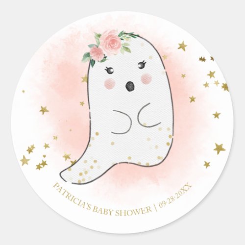 Lovely Ghost Halloween Girl Baby Shower Classic Round Sticker