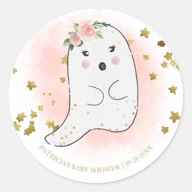 Lovely Ghost Halloween Girl Baby Shower Classic Round Sticker (Front)