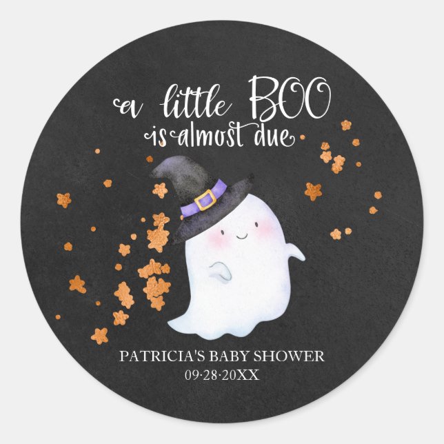 Lovely Ghost Halloween Girl Baby Shower   Classic Round Sticker (Front)