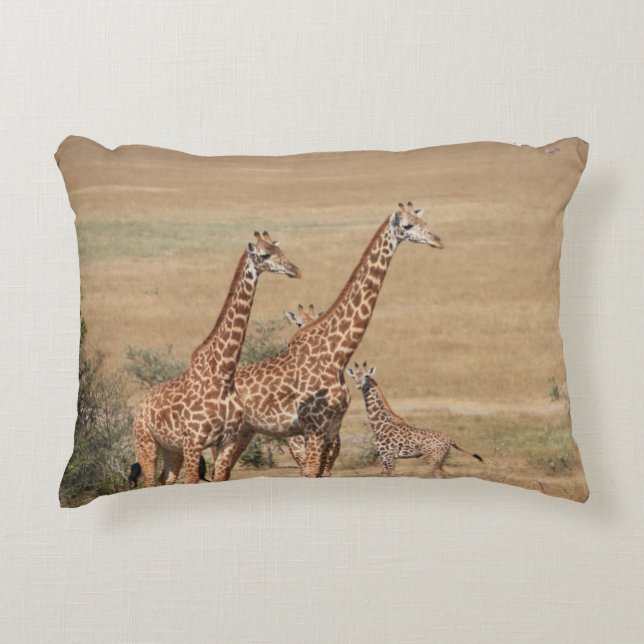 Lovely Giraffe Family Accent Pillow (Front)