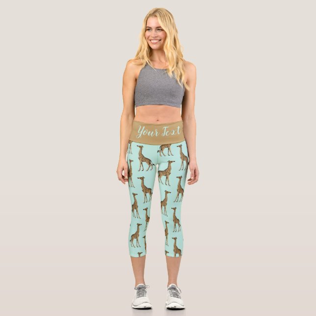 Lovely Giraffe Print Capri Leggings (Front)