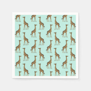 Lovely Giraffe Print Mint and Gold Napkins