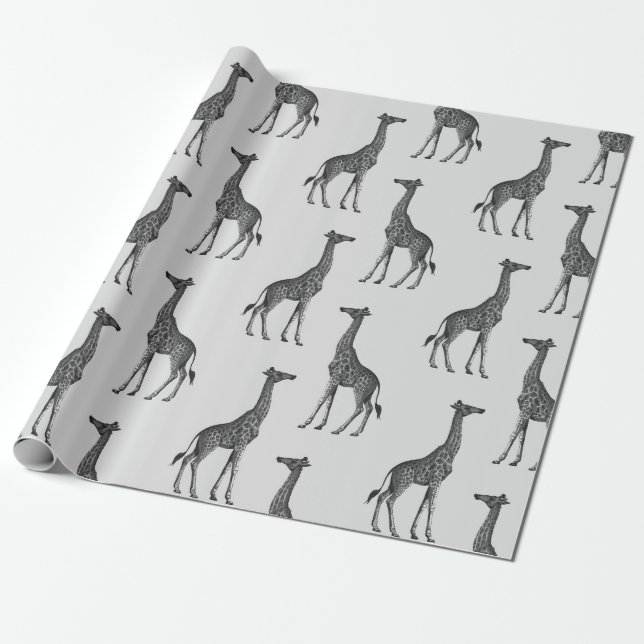 Lovely Giraffe print Wrapping Paper (Unrolled)
