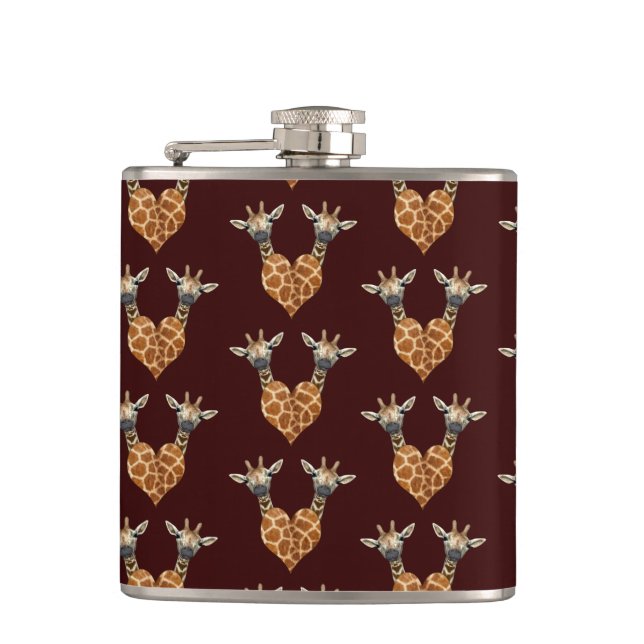 Lovely Giraffes Heart Flask (Front)