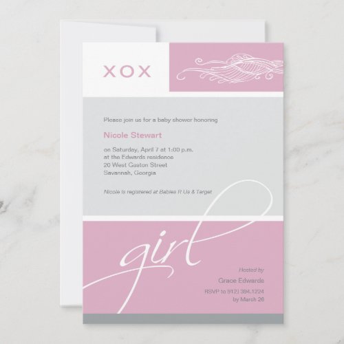Lovely Girl Custom Baby Shower Invitation