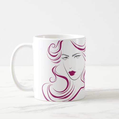 Lovely girl icon purple hair Hairstyling branding Coffee Mug