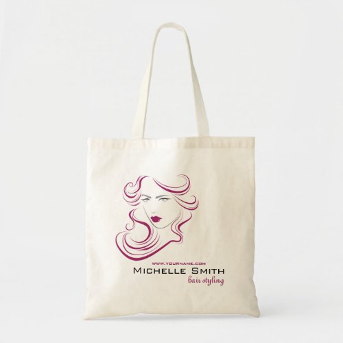 Lovely girl icon purple hair Hairstyling branding Tote Bag
