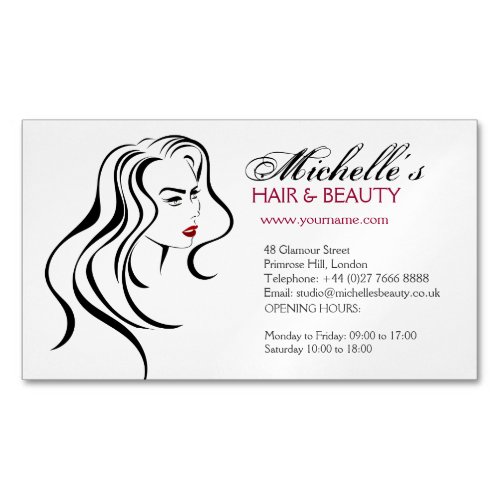 Lovely girl with wavy hair and Makeup Icon Business Card Magnet