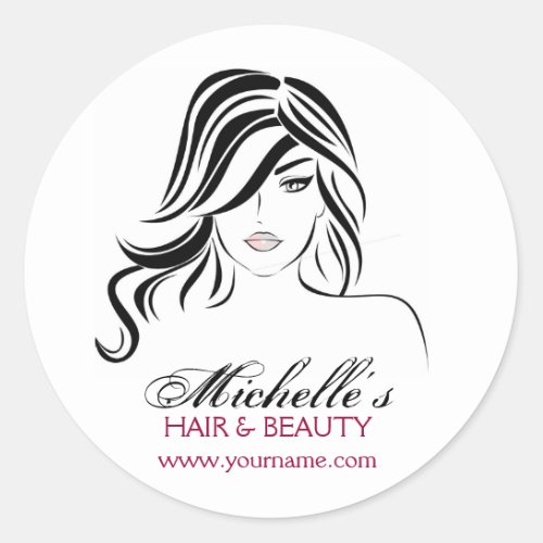 Lovely girl with wavy hair and Makeup Icon Classic Round Sticker