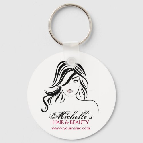 Lovely girl with wavy hair and Makeup Icon Keychain