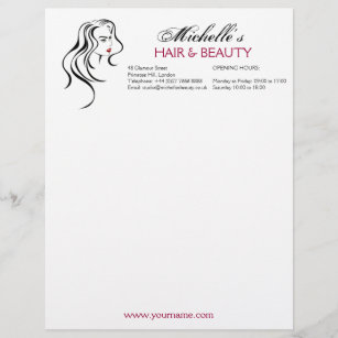 Lovely girl with wavy hair and Makeup Icon Letterhead