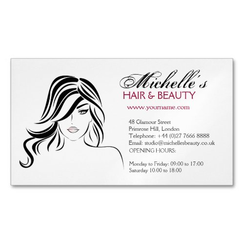Lovely girl with wavy hair and Makeup Icon Magnetic Business Card