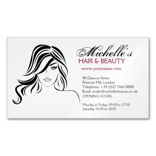 Lovely girl with wavy hair and Makeup Icon Magnetic Business Card