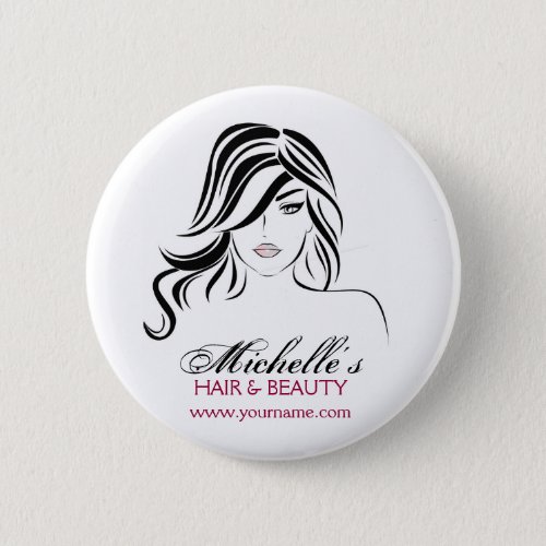 Lovely girl with wavy hair and Makeup Icon Pinback Button