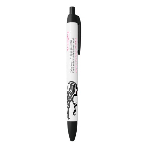 Lovely girl with wavy hair Hairstyling branding Black Ink Pen