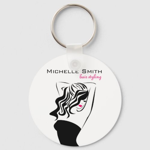 Lovely girl with wavy hair Hairstyling branding Keychain