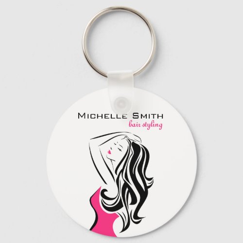 Lovely girl with wavy hair Hairstyling branding Keychain