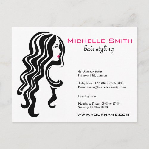 Lovely girl with wavy hair Hairstyling branding Postcard