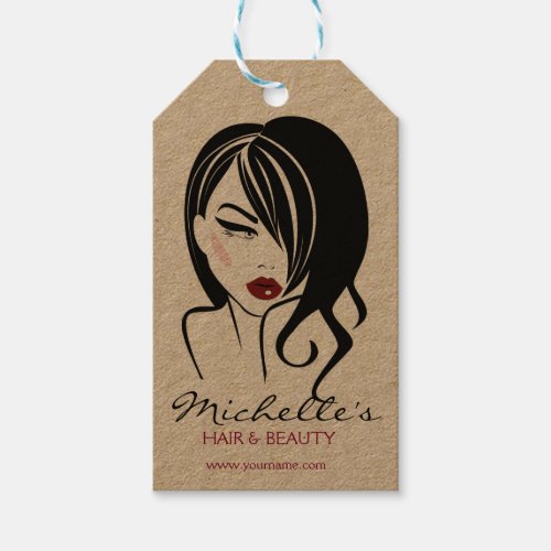 Lovely girl with wavy hair Makeup Icon Gift Tags