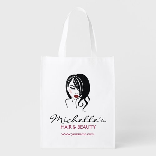 Lovely girl with wavy hair Makeup Icon Grocery Bag