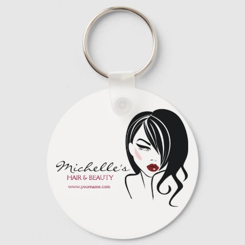 Lovely girl with wavy hair Makeup Icon Keychain