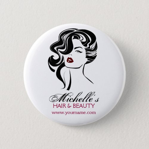 Lovely girl with wavy hair Makeup Icon Pinback Button