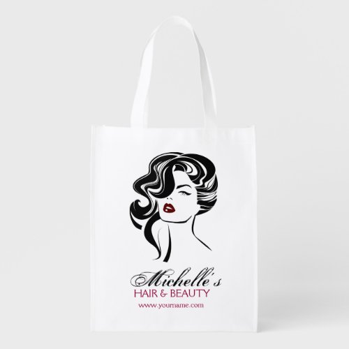 Lovely girl with wavy hair Makeup Icon Reusable Grocery Bag