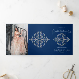 Lovely Glitter Quinceanera Tri-Fold Invitation