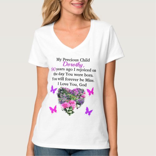 LOVELY GOD LOVING 90TH BIRTHDAY PERSONALIZED T_Shirt