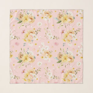 Lovely Gold and Pink Garden Floral Scarf